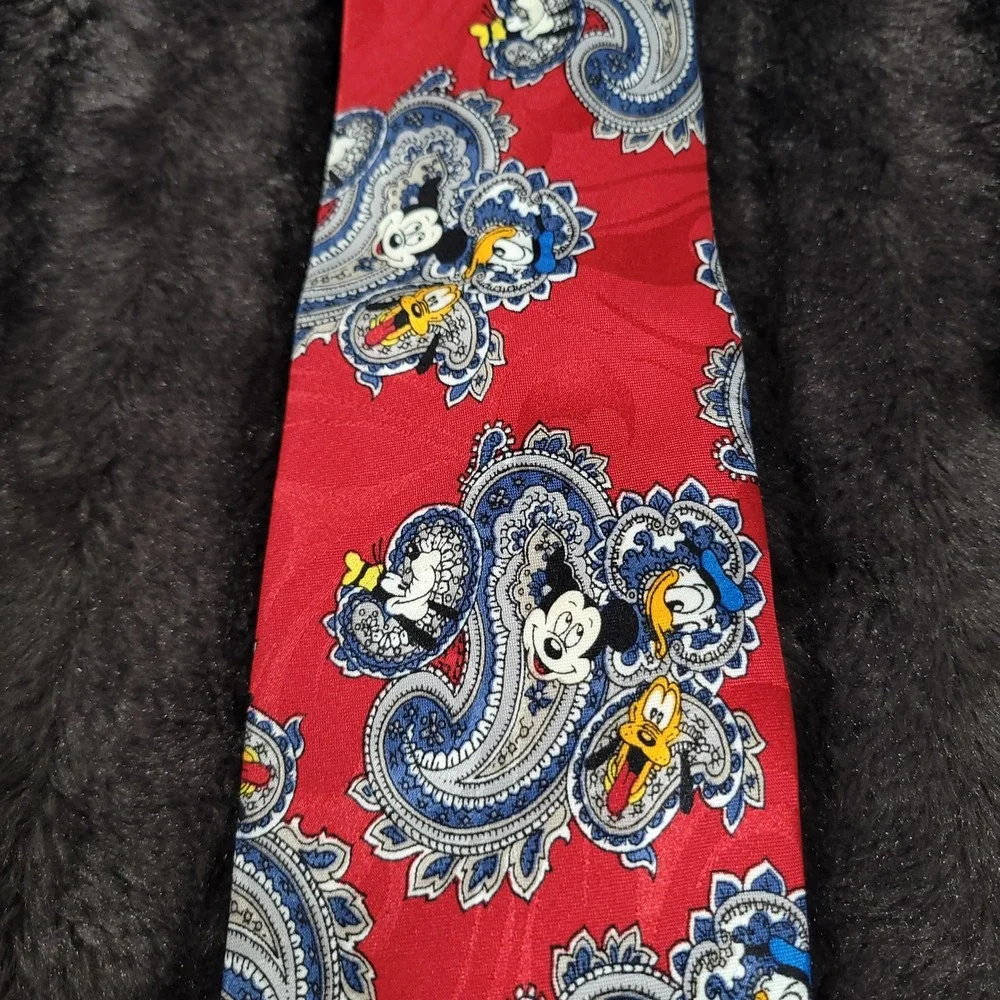 Mickey Unlimited Disney Paisley Tie Red Mickey Donald Pluto Balancine Inc